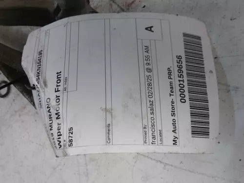 2019 Nissan Murano Wiper Motor Blue 96000 Miles Used OEM Wiper Motors used OEM wiper motor