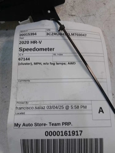 2020 Honda HR-V Cluster US Market MPH W/O Fog Lamps Used OEM Speedometer Gauge used OEM instrument cluster
