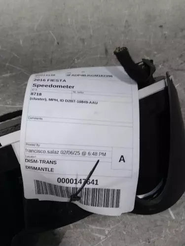 2016 Ford Fiesta Cluster MPH Id D2BT-10849-Aau Grad Used OEM Speedometer Gauge used OEM instrument cluster