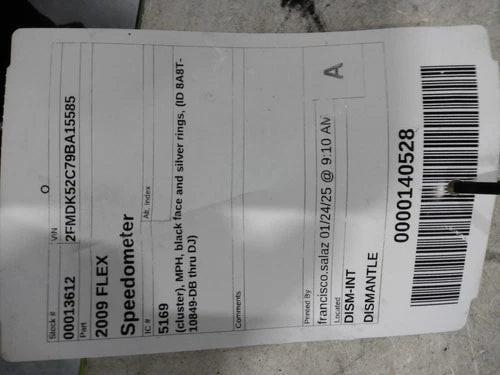 2009 Ford Flex Cluster MPH Black Face and Silver Ri Used OEM Speedometer Gauge used OEM instrument cluster
