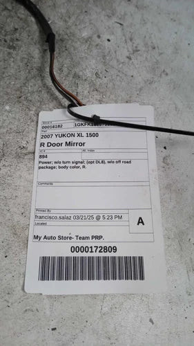 2007 GMC Yukon Xl 1500 R Grey Salvage Used OEM Door Mirrors used OEM door mirror