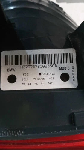 2015 BMW 328I Quarter Panel Mounted Left Used OEM Left Tail Light Assembly used OEM tail light assembly