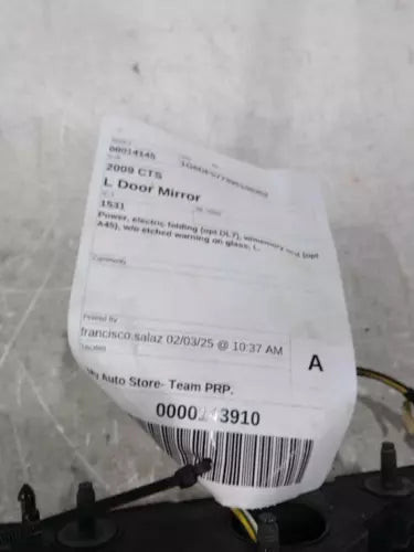 2009 Cadillac Cts Power Electric Folding Opt DL7 W/M Used OEM Left Door Mirror used OEM door mirror