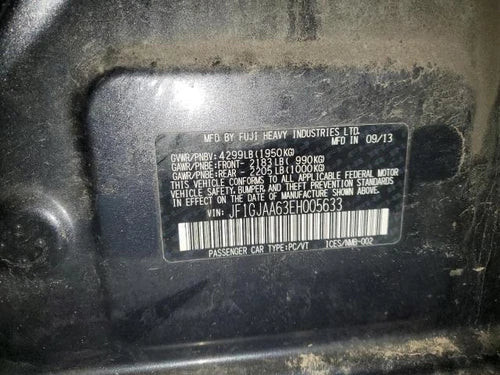 2014 Subaru Impreza Power 2.0L W/O Turn Signal Non-H Used OEM Left Door Mirror used OEM door mirror