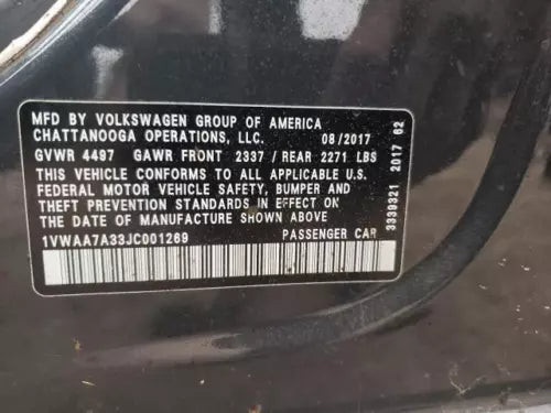2018 Volkswagen Passat Camera Decklid Mounted Grad Used OEM Park Assist Camera used OEM park assist camera