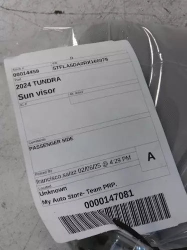 2024 Toyota Tundra Passenger Side Sun Visor fits Sequoia Used OEM Sun Visors used OEM sun visor