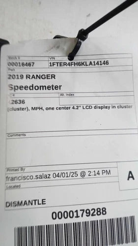 2019 Ford Ranger Cluster MPH One Center 4.2`` Lcd D Used OEM Speedometer Gauge used OEM instrument cluster