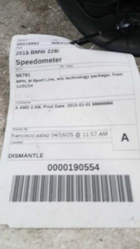 2015 BMW 228I MPH M-Sport Line W/O Technology P Used OEM Speedometer Gauge used OEM instrument cluster