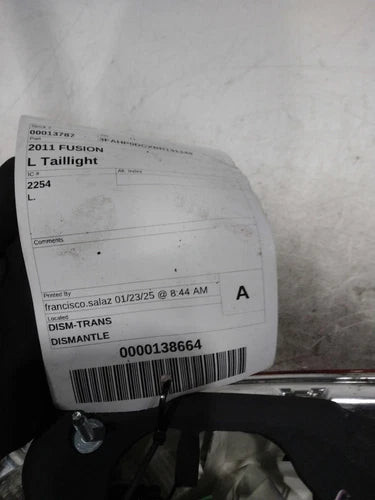 2011 Ford Fusion Left Used OEM Left Tail Light Assembly used OEM tail light assembly