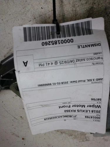 2018 Lexus RX350 Used OEM Windshield Wiper Motor used OEM wiper motor