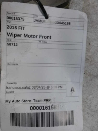 2016 Honda Fit Used OEM Windshield Wiper Motor used OEM wiper motor