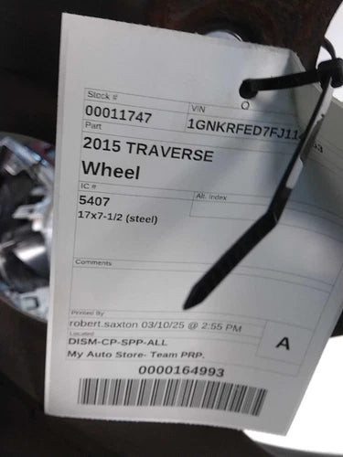 2015 Chevrolet Traverse 17X7-1/2 Steel Used OEM Wheel used OEM wheel