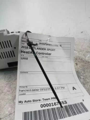 2018 Mitsubishi Outlander Sport Used OEM A/C Selector Switch used OEM A/C climate control module