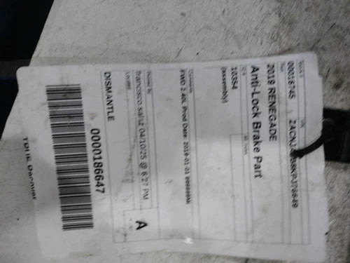 2019 Jeep Renegade Used OEM ABS Pump and Motor Assembly used OEM ABS pump and module assembly