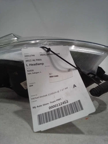 2012 Nissan Altima Sdn Halogen Left Used OEM Left Headlight Assembly used OEM headlight assembly