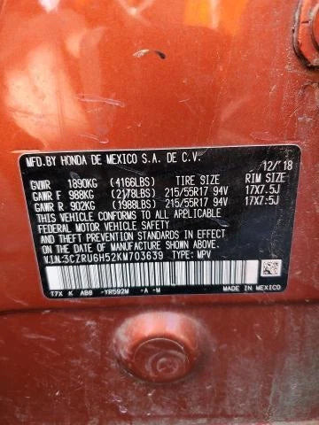 2019 Honda HR-V Quarter Mounted Right Used OEM Right Tail Light Assembly used OEM tail light assembly