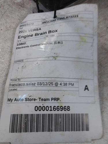 2021 Nissan Versa Electronic Control Modu Used OEM Engine Control Module (ecm) used OEM engine control module