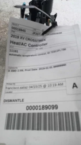 2019 Subaru Xv Crosstrek Automatic Temperature Co Used OEM A/C Selector Switch used OEM A/C climate control module