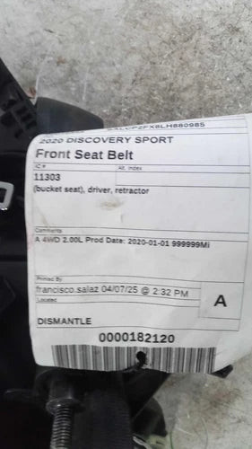2020 Land Rover Discovery Sport Bucket Sea Used OEM Front Left Seat Belt Front used OEM seat belt