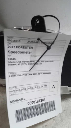 2017 Subaru Forester Cluster US Market MPH 2.5L W/O Used OEM Speedometer Gauge used OEM instrument cluster
