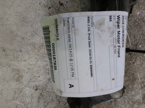 2019 Jeep Cherokee Used OEM Windshield Wiper Motor used OEM wiper motor