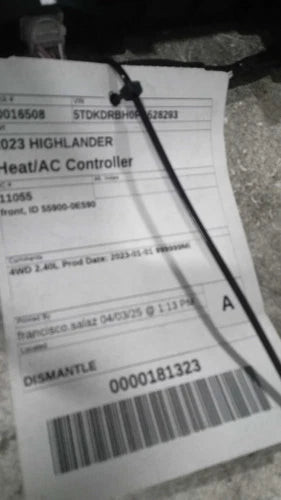 2023 Toyota Highlander Front Id 55900-0E590 Used OEM A/C Selector Switch used OEM A/C climate control module