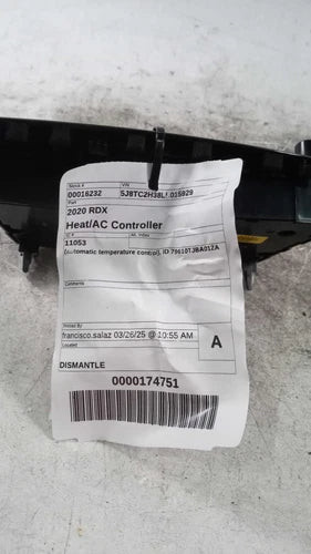 2020 Acura Rdx Automatic Temperature Control Id 7 Used OEM A/C Selector Switch used OEM A/C climate control module