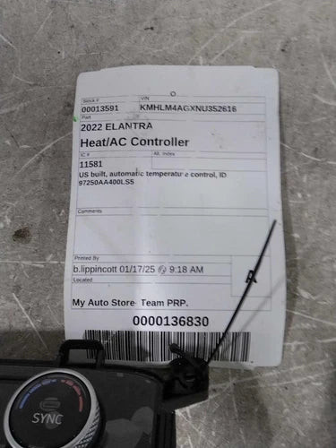 2022 Hyundai Elantra Korea Built Canada Market Au Used OEM A/C Selector Switch used OEM A/C climate control module
