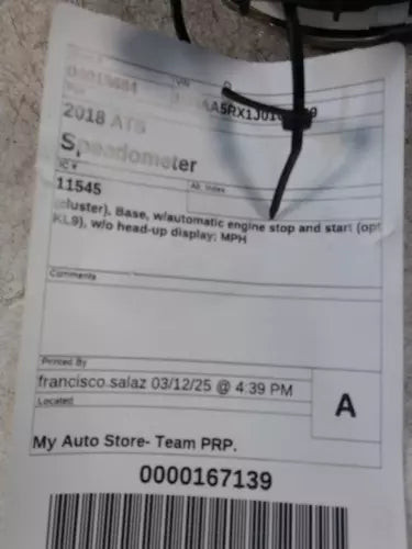 2018 Cadillac Ats Cluster Base W/Automatic Engine S Used OEM Speedometer Gauge used OEM instrument cluster
