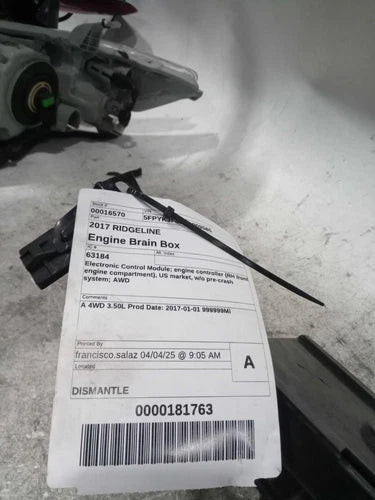 2017 Honda Ridgeline Electronic Control M Used OEM Engine Control Module (ecm) used OEM engine control module