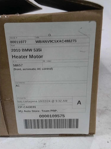 2010 BMW 535I Front Automatic AC Control Used OEM Front Hvac Blower Motor used OEM HVAC blower motor