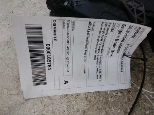 2019 Toyota Highlander Electronic Control Used OEM Engine Control Module (ecm) used OEM engine control module