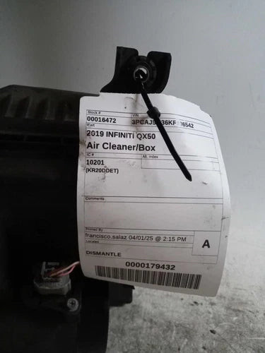 2019 Infiniti QX50 Used OEM Air Cleaner Assembly used OEM air cleaner assembly
