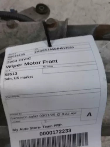 2004 Honda Civic Cpe Used OEM Windshield Wiper Motor used OEM wiper motor