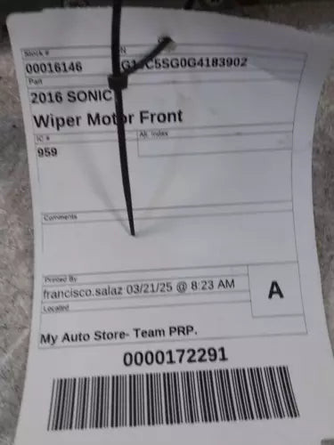 2016 Chevrolet Sonic Used OEM Windshield Wiper Motor used OEM wiper motor