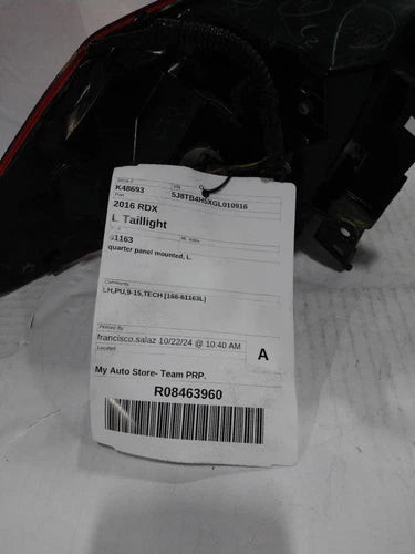 2016 Acura Rdx Quarter Panel Mounted Left Gr Used OEM Left Tail Light Assembly used OEM tail light assembly