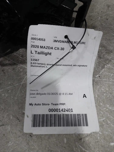 2020 Mazda Cx-30 Quarter Panel Mounted Used OEM Left Tail Light Assembly used OEM tail light assembly
