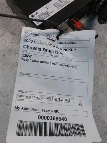 2020 Chevrolet Silverado 1500 Pickup Body Control Used OEM Body Control Module used OEM body control module