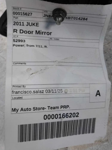 2011 Nissan Juke Power From 7/11 Right Used OEM Right Door Mirror used OEM door mirror