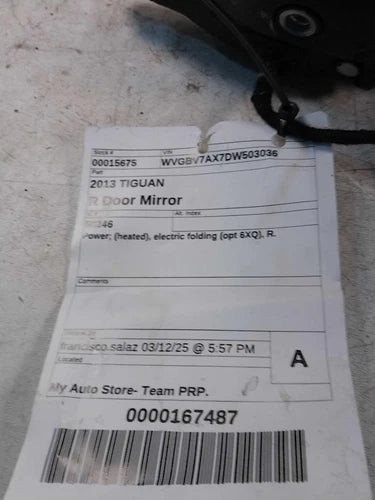 2013 Volkswagen Tiguan Power Heated Electric Foldin Used OEM Right Door Mirror used OEM door mirror