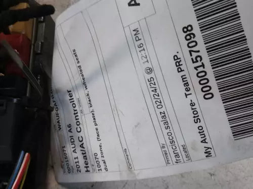 2011 Audi A6 Dual Zone Face Plate Black W/He Used OEM A/C Selector Switch used OEM A/C climate control module