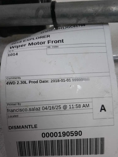 2018 Ford Explorer Used OEM Windshield Wiper Motor used OEM wiper motor