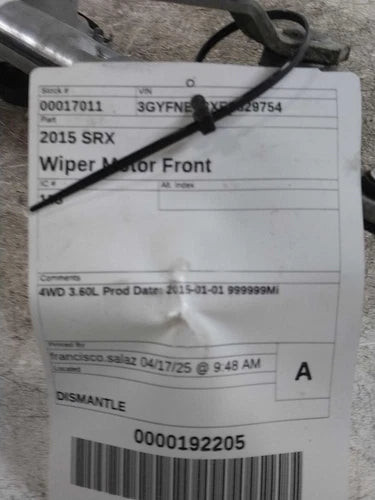 2015 Cadillac Srx Used OEM Windshield Wiper Motor used OEM wiper motor