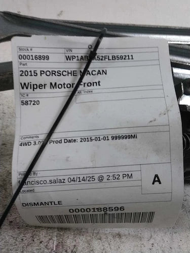 2015 Porsche Macan Used OEM Windshield Wiper Motor used OEM wiper motor