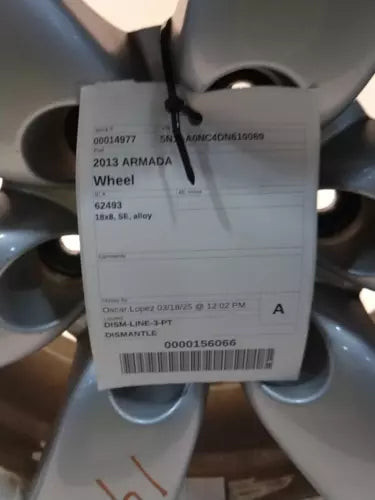 2013 Nissan Armada 18X8 Alloy 6 Spoke Silver Painted Se Used OEM Wheel used OEM wheel
