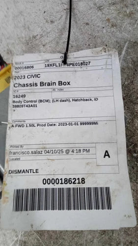 2023 Honda Civic Body Control BCM LH Dash Hatchba Used OEM Body Control Module used OEM body control module