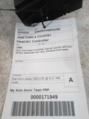 2009 Chrysler Town & Country AC Front Dash Mounte Used OEM A/C Selector Switch used OEM A/C climate control module