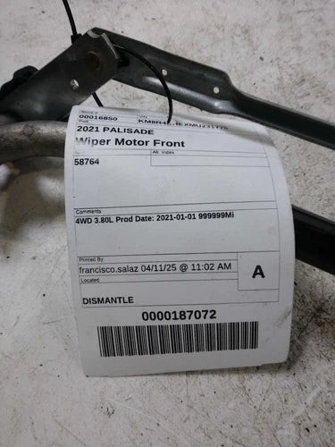 2021 Hyundai Palisade Used OEM Windshield Wiper Motor used OEM wiper motor