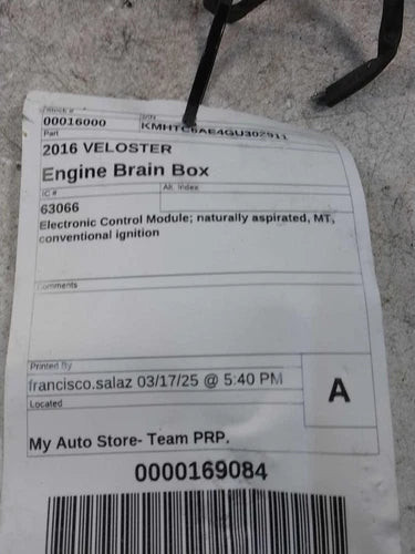 2016 Hyundai Veloster Electronic Control Used OEM engine control module used OEM engine control module
