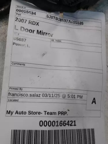2007 Acura Rdx Power Left Used OEM door mirror used OEM door mirror